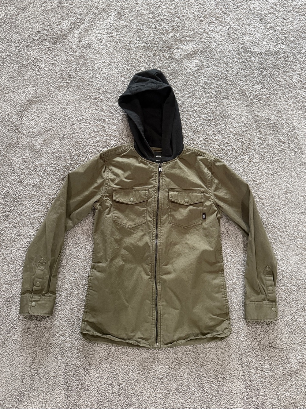 Vans Olive Green Jacket with Black Hood - Kids